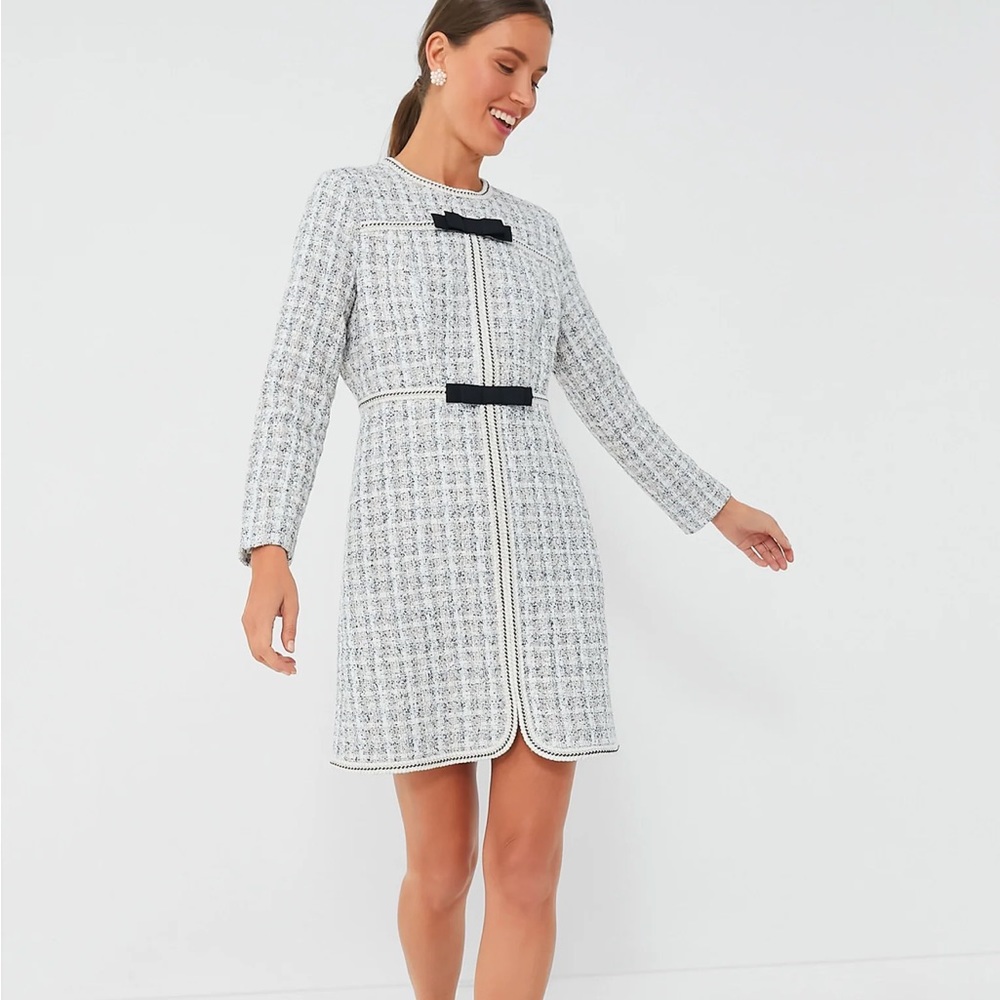 PLACE

Ivory Bow Tweed Brigitta Dress